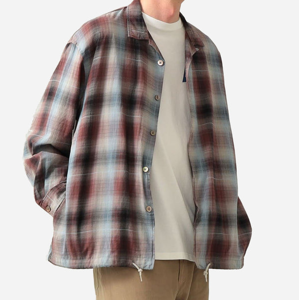 BENSON DOBBY CHECKED OMBRE SHIRT - BROWN
