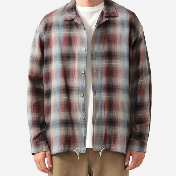 BENSON DOBBY CHECKED OMBRE SHIRT - BROWN