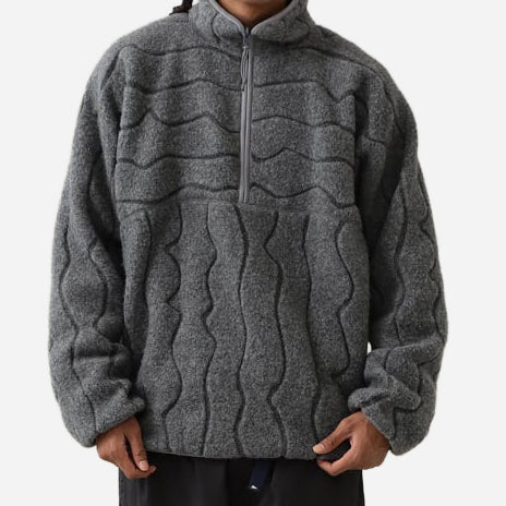 MOSLEY BOA WOOL HALF ZIP SWEATE - HEATHER GREY