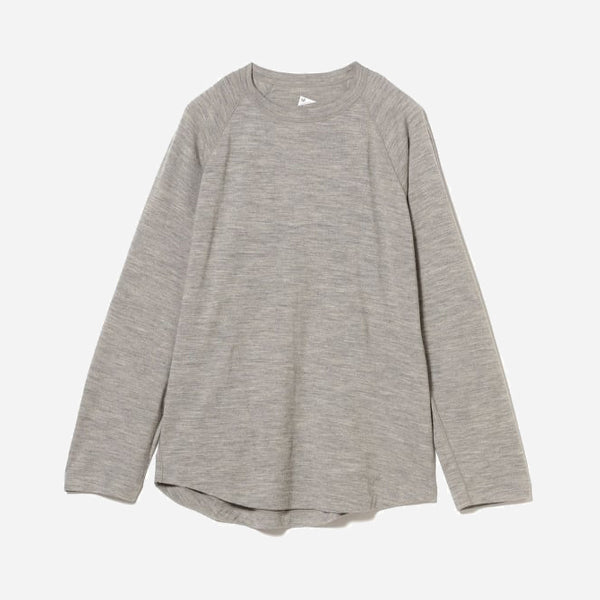 GEOFFREY WOOL RAGLAN L/S T-SHIRT - HEATHER GREY