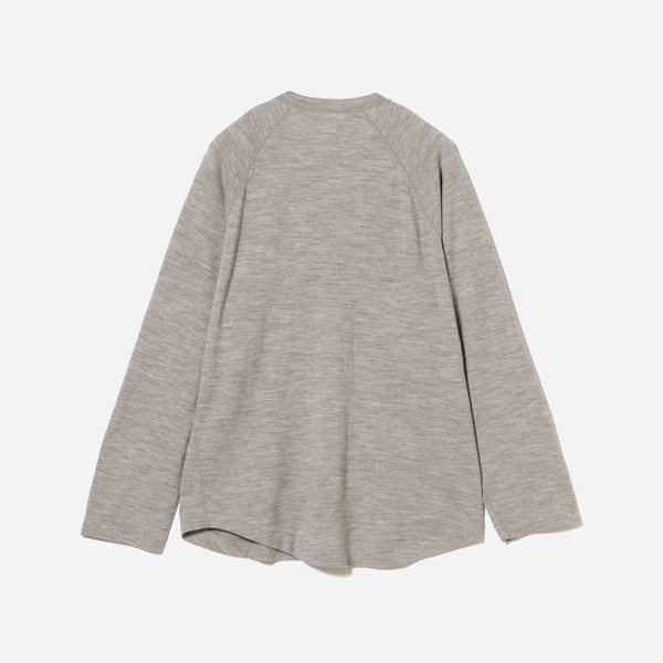 GEOFFREY WOOL RAGLAN L/S T-SHIRT - HEATHER GREY