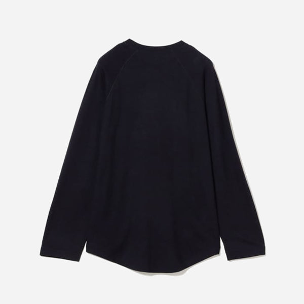 GEOFFREY WOOL RAGLAN L/S T-SHIRT - NAVY