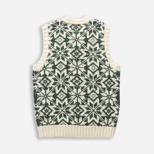 Beams+ - SNOW PATTERN KNITTED VEST - GREEN/SNOW -  - Alternative View 1