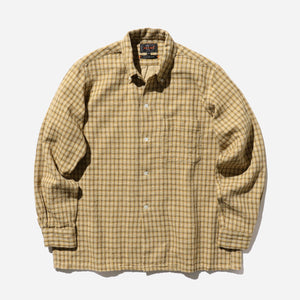 Beams+ - OPEN PANAMA PLAID SHIRT - BEIGE -  - Main Front View
