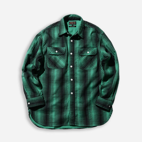 WORK FLANNEL B.D CLASSIC SHIRT - GREEN/BLACK