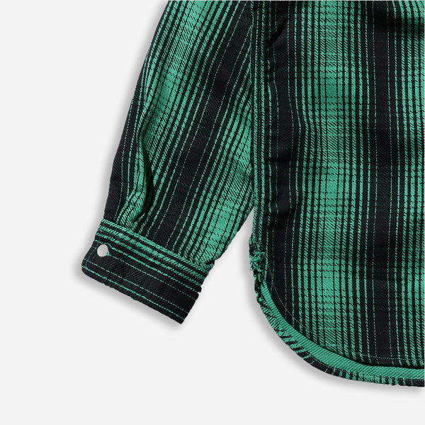 WORK FLANNEL B.D CLASSIC SHIRT - GREEN/BLACK