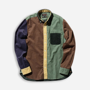 Beams+ - CRAZY PANEL B.D CORDUROY SHIRT - BROWN MULTI -  - Main Front View