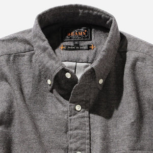 Beams+ - SOLID FLANNEL SHIRT - DARY GREY -  - Alternative View 1