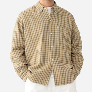 Beams+ - OPEN PANAMA PLAID SHIRT - BEIGE -  - Alternative View 1