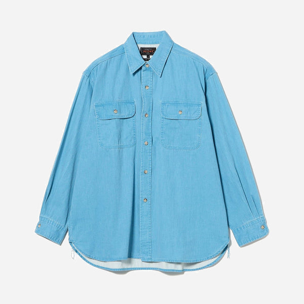 PIGMENT DYED WORK OVERSHIRT - BLUE