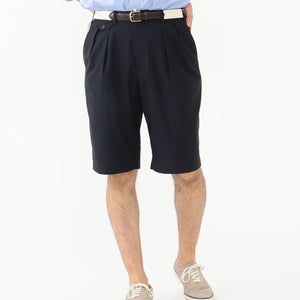 Beams+ - 2 PLEAT TROPICAL WOOL SHORTS - NAVY -  - Alternative View 1