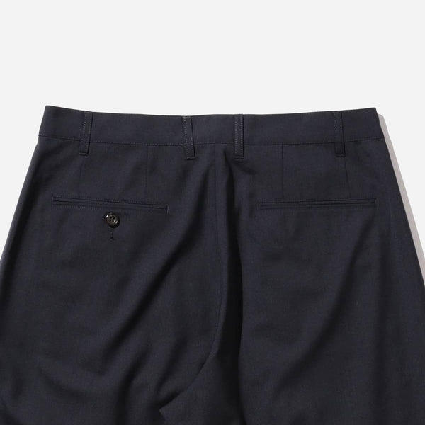 2 PLEAT TROPICAL WOOL SHORTS - NAVY