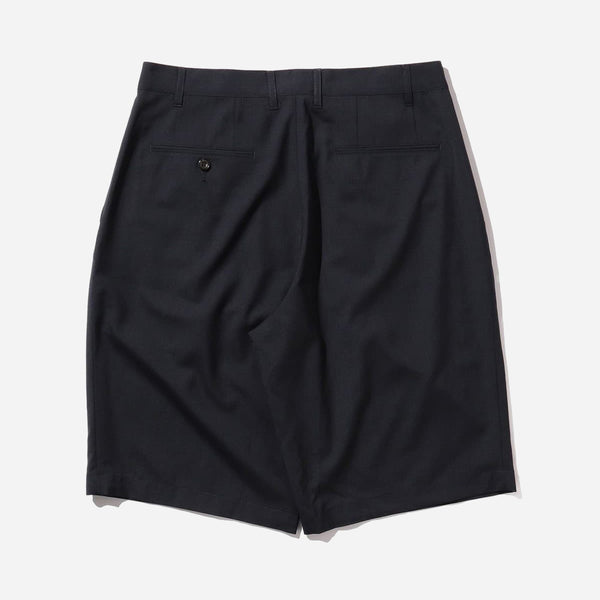 2 PLEAT TROPICAL WOOL SHORTS - NAVY