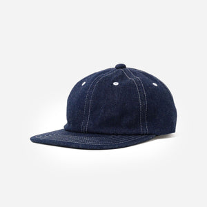 Beams+ - 6 PANEL HERRINGBONE CAP - INDIGO -  - Main Front View