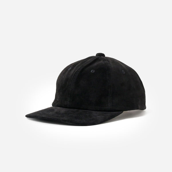 6 PANEL SUEDE CAP - BLACK