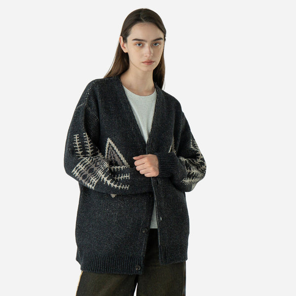 LAMBSWOOL CARDIGAN - BLACK HARDING