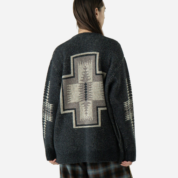 LAMBSWOOL CARDIGAN - BLACK HARDING