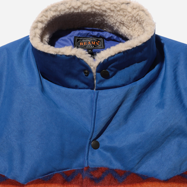 Beams Plus Ridgeway Puffer Vest Blanket Shaggy - Blue