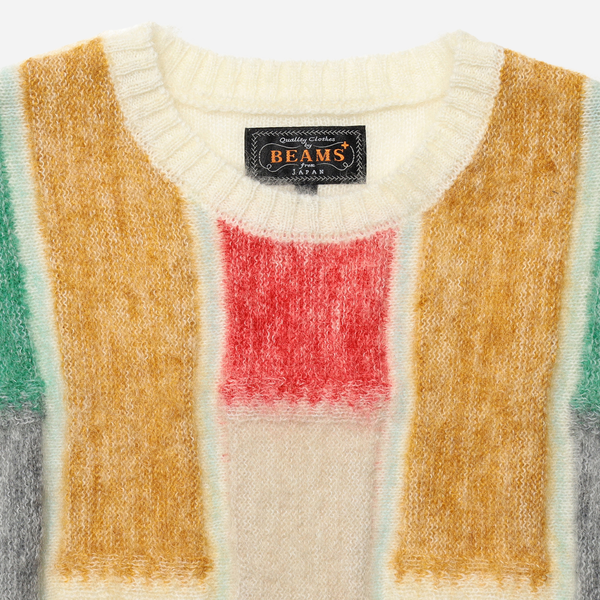 Beams Plus Crew Color Block - White