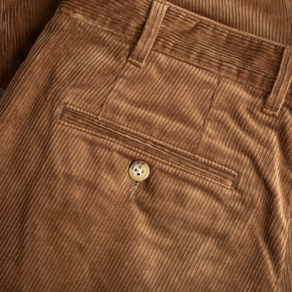 Beams Plus 2 Pleats Tapered Corduroy - Golden Brown