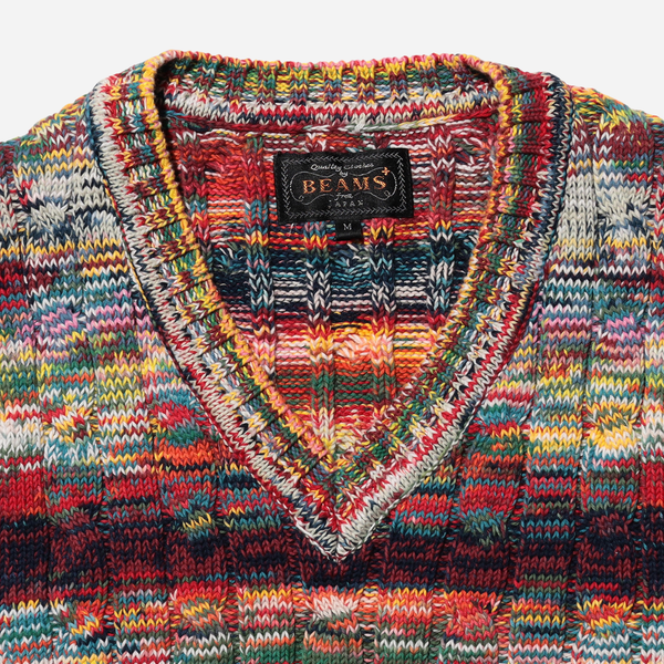 Cable Knit Vest Kasuri - Red
