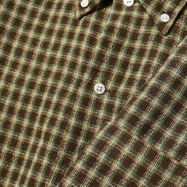 Beams Plus Open B.D Panama Plaid Double Face - Brown