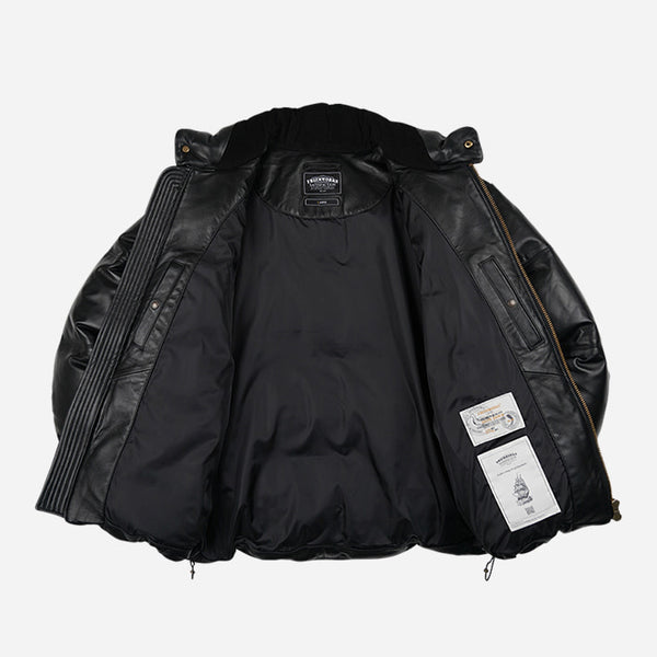 SNOWDON LEATHER DOWN JACKET - BLACK