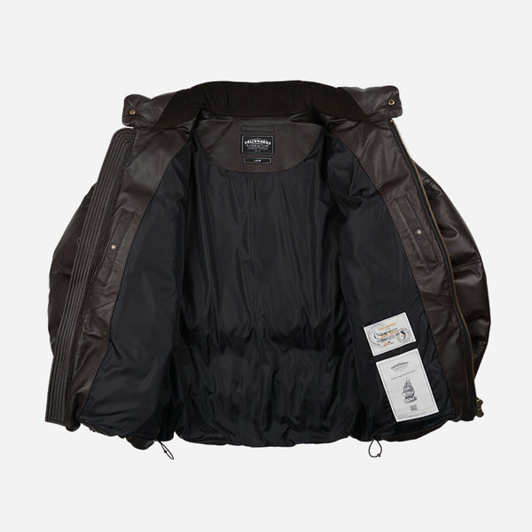 SNOWDON LEATHER DOWN JACKET - BROWN