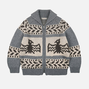 Frizmworks - THUNDERBIRD COWICHAN CARDIGAN - GREY -  - Main Front View