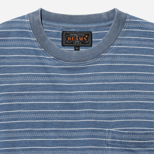 Beams Plus Pocket Tee Stripe - Indigo