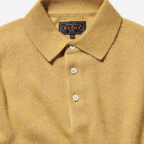 Beams Plus Knit Polo 9G Wool Silk Shaggy Yarn - Gold