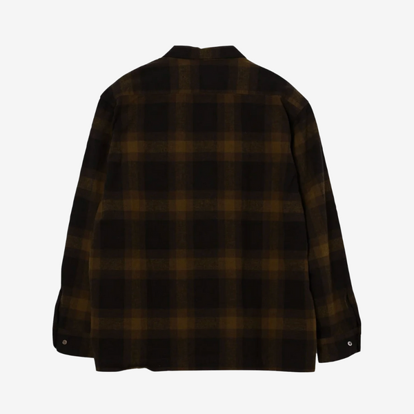 VINCENT OMBRE CHECKED SHIRT - MUSTARD/BROWN