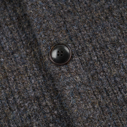 BRUSHED WOOL ROUND CARDIGAN - BROWN