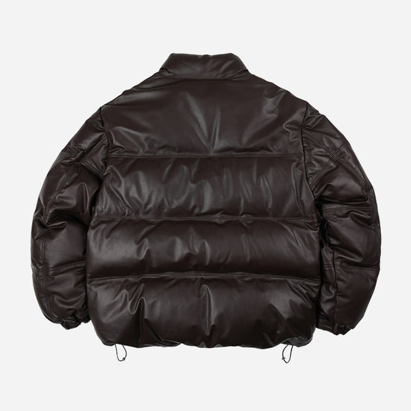SNOWDON LEATHER DOWN JACKET - BROWN