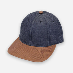 Poten - 501 DENIM AND LEATHER CAP - NAVY -  - Main Front View