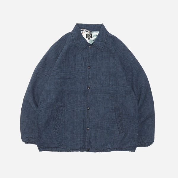 LINEN COACH JACKET - INDIGO CHECK