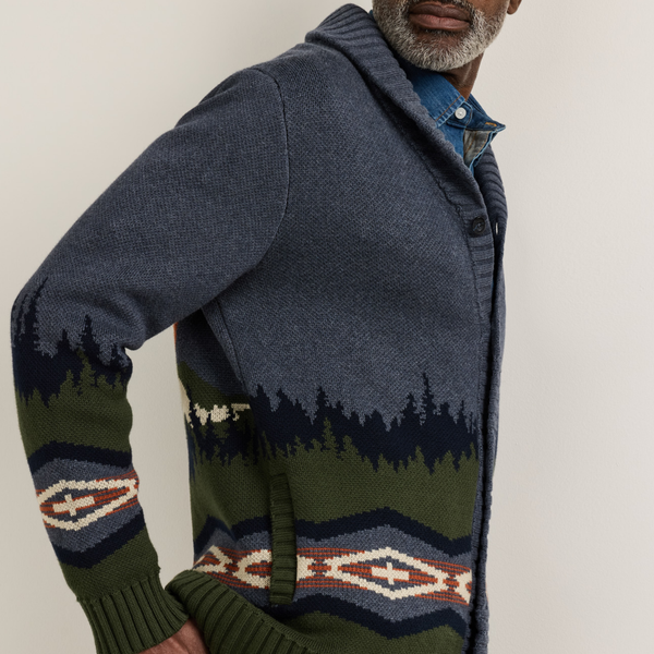 Pendleton Mountain Cotton Cardigan - Blue
