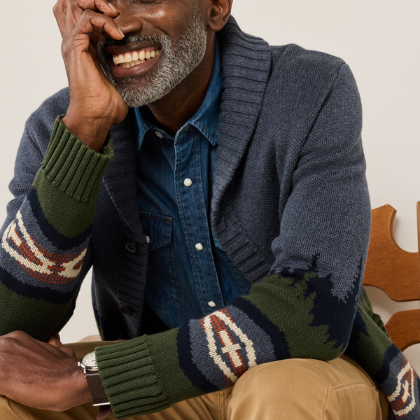 Pendleton Mountain Cotton Cardigan - Blue