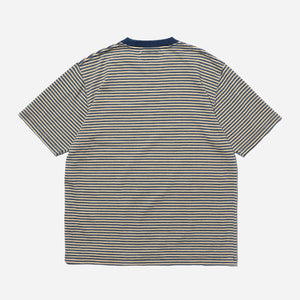 Beams+ - INDIGO STRIPE POCKET T-SHIRT - OFF WHITE -  - Alternative View 1