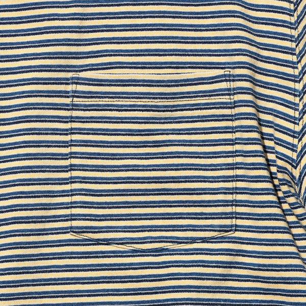 INDIGO STRIPE POCKET T-SHIRT - OFF WHITE