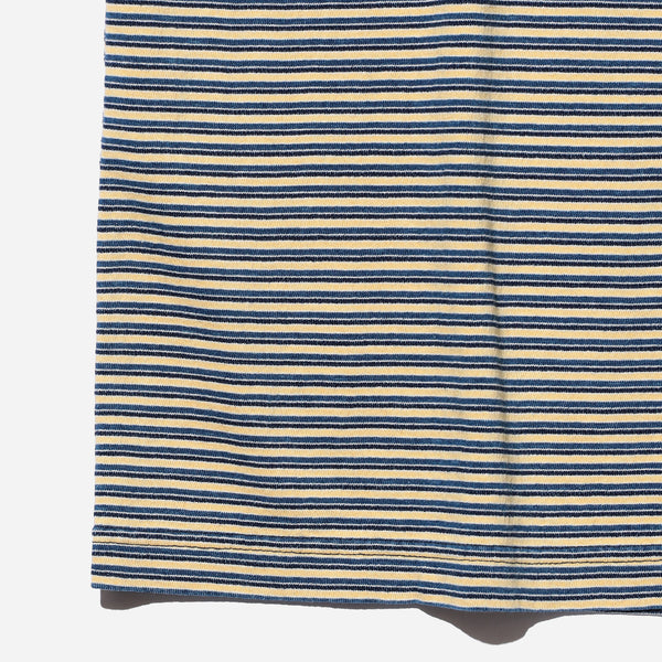 INDIGO STRIPE POCKET T-SHIRT - OFF WHITE