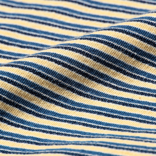 INDIGO STRIPE POCKET T-SHIRT - OFF WHITE