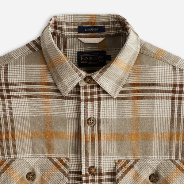 BURNSIDE SHIRT - TAN/BROWN/GREY PLAID