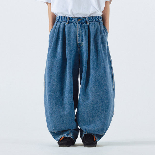 STONE VINTAGE DENIM BALLOON PANT - LIGHT BLUE