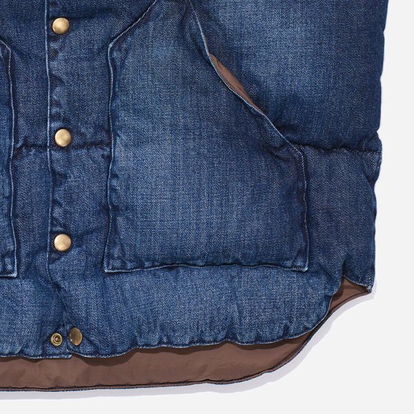 DOWN VEST - INDIGO USED DENIM