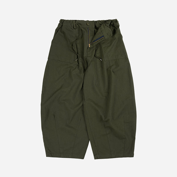 TWILL BALLOON PANTS - OLIVE