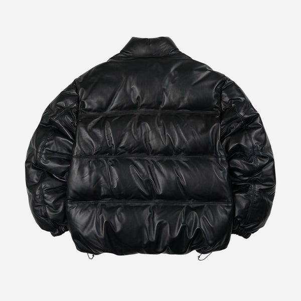 SNOWDON LEATHER DOWN JACKET - BLACK