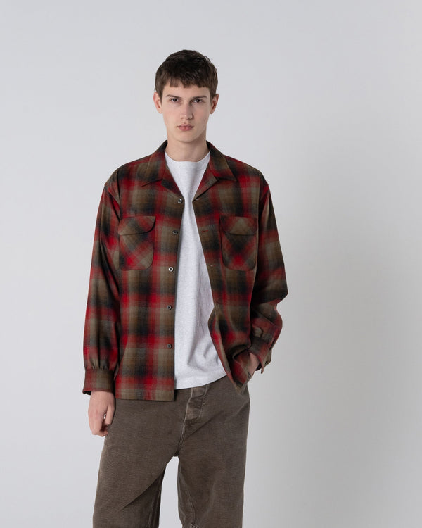 Made for Japan Open Collar Shirt - Red/Khaki