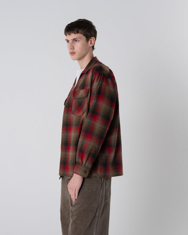 Made for Japan Open Collar Shirt - Red/Khaki