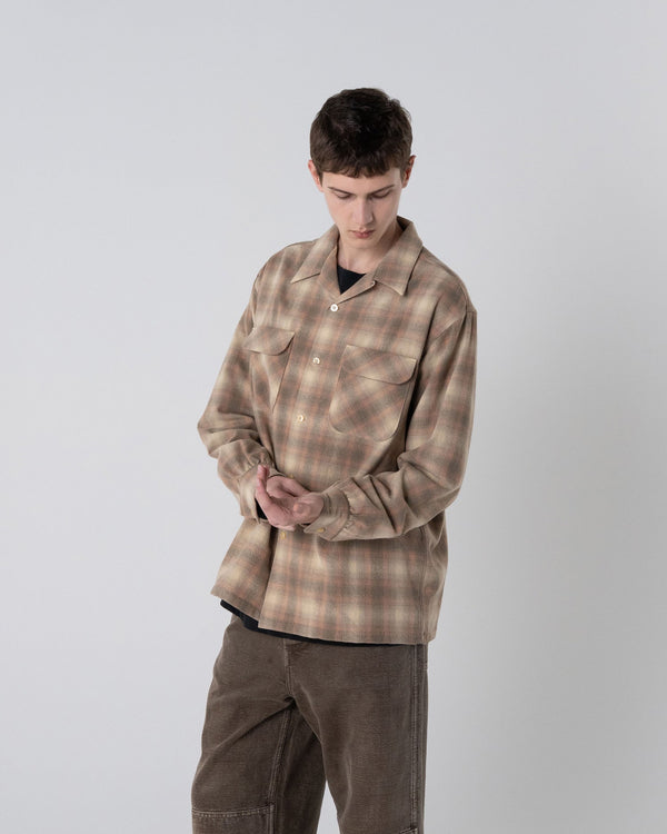 Made for Japan Open Collar Shirt - Beige/Rose